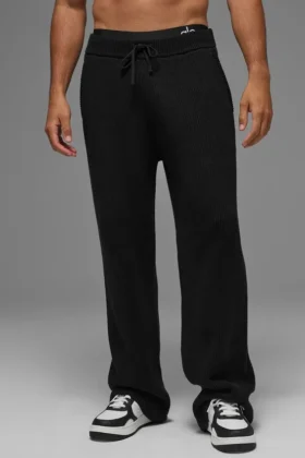 Pantaloni della tuta in maglia a coste Domain - Nero