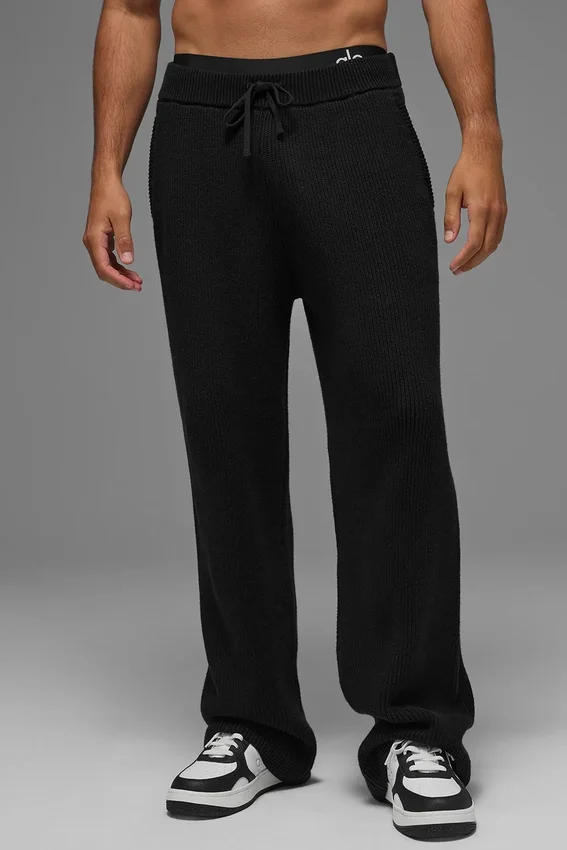 Pantaloni della tuta in maglia a coste Domain - Nero