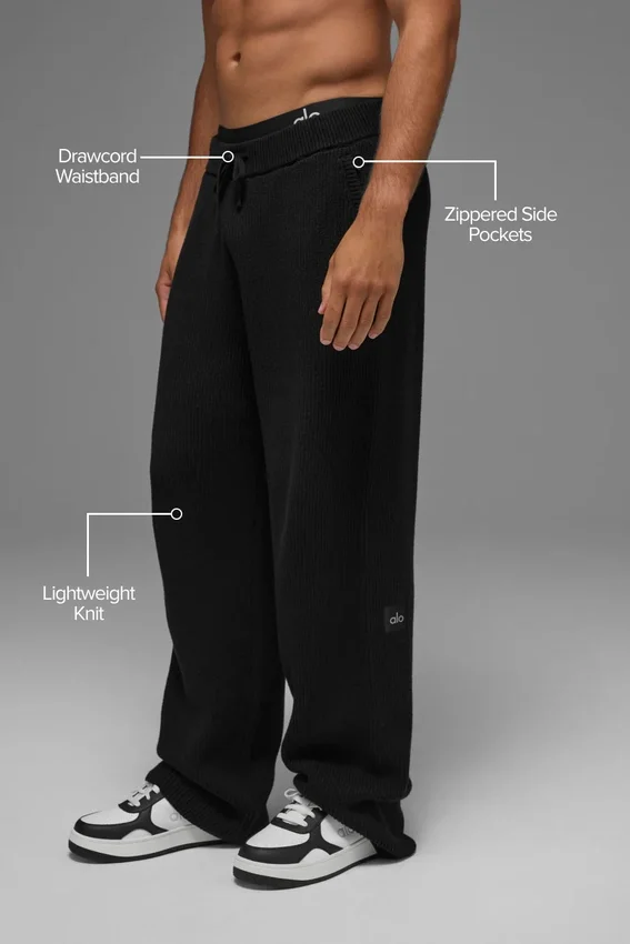 Pantaloni della tuta in maglia a coste Domain - Nero