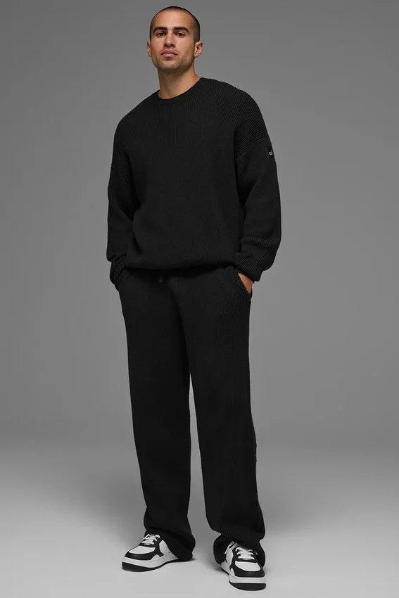 Pantaloni della tuta in maglia a coste Domain - Nero