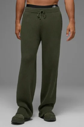 Pantaloni della tuta in maglia a coste Domain – Verde oliva