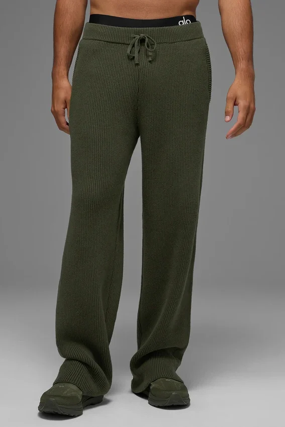 Pantaloni della tuta in maglia a coste Domain - Verde oliva