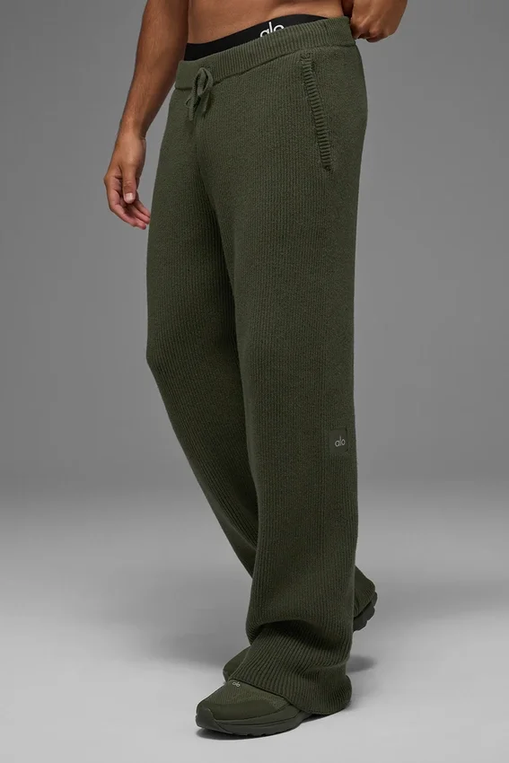 Pantaloni della tuta in maglia a coste Domain - Verde oliva