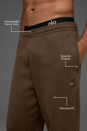 Pantaloni della tuta Renown con risvolto in felpa pesante – Espresso