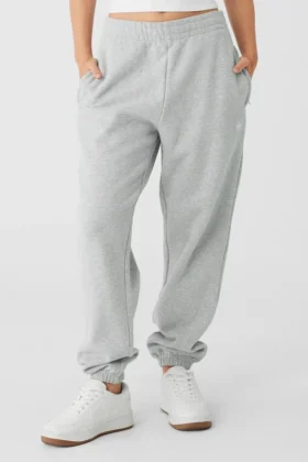Pantaloni della tuta Renown con risvolto, peso pesante – Grigio melange atletico