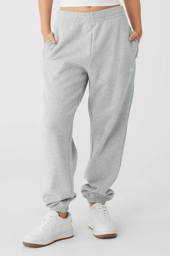 Pantaloni della tuta Renown con risvolto, peso pesante – Grigio melange atletico
