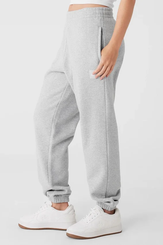 Pantaloni della tuta Renown con risvolto, peso pesante – Grigio melange atletico