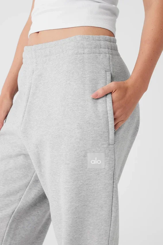 Pantaloni della tuta Renown con risvolto, peso pesante – Grigio melange atletico