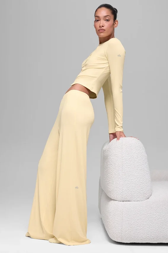 Pantaloni dritti Dreamlight a vita media - Giallo candela