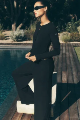 Pantaloni dritti Dreamlight a vita media - Nero