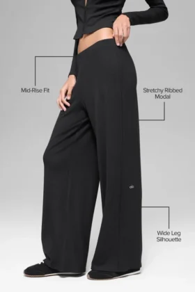 Pantaloni dritti Dreamlight a vita media – Nero