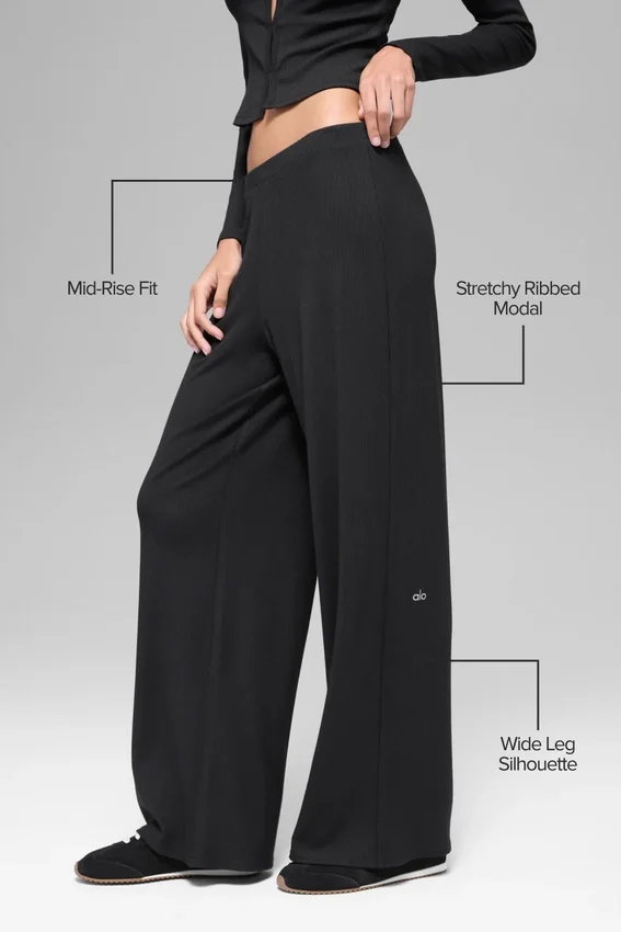 Pantaloni dritti Dreamlight a vita media - Nero