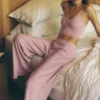 Pantaloni dritti Dreamlight a vita media - Rosa vintage