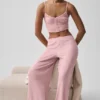 Pantaloni dritti Dreamlight a vita media - Rosa vintage