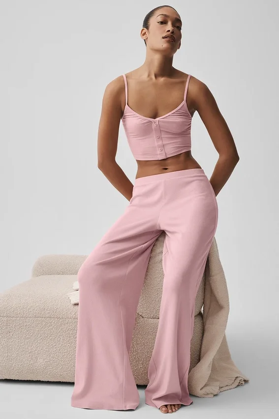 Pantaloni dritti Dreamlight a vita media - Rosa vintage