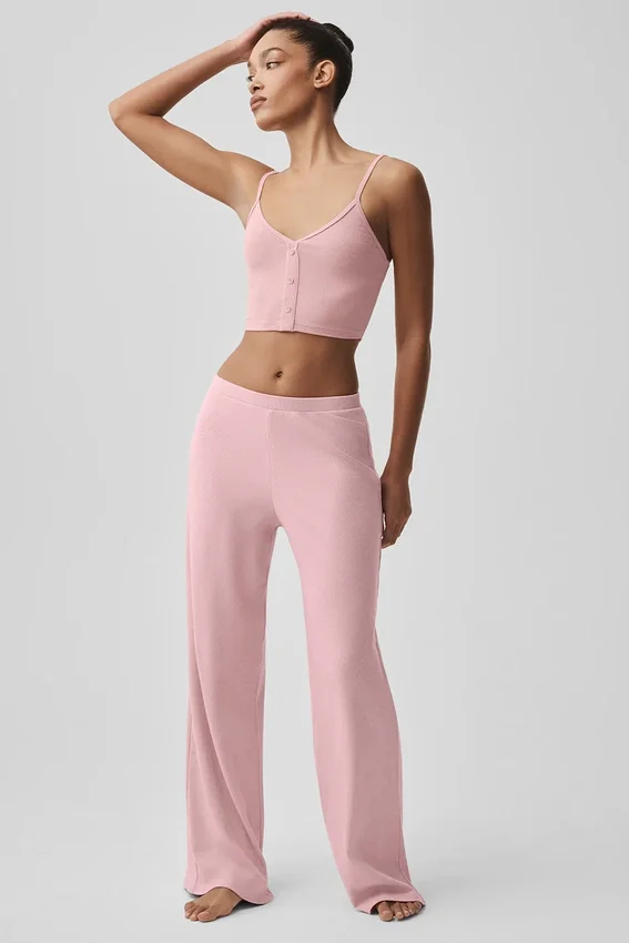 Pantaloni dritti Dreamlight a vita media - Rosa vintage