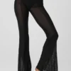 Pantaloni Flicker High-Waist in rete - Nero