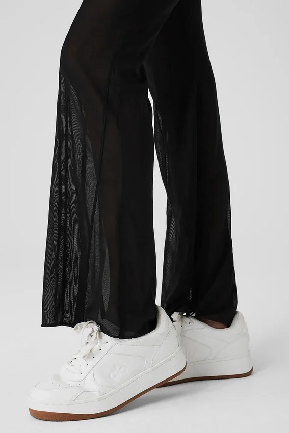 Pantaloni Flicker High-Waist in rete - Nero
