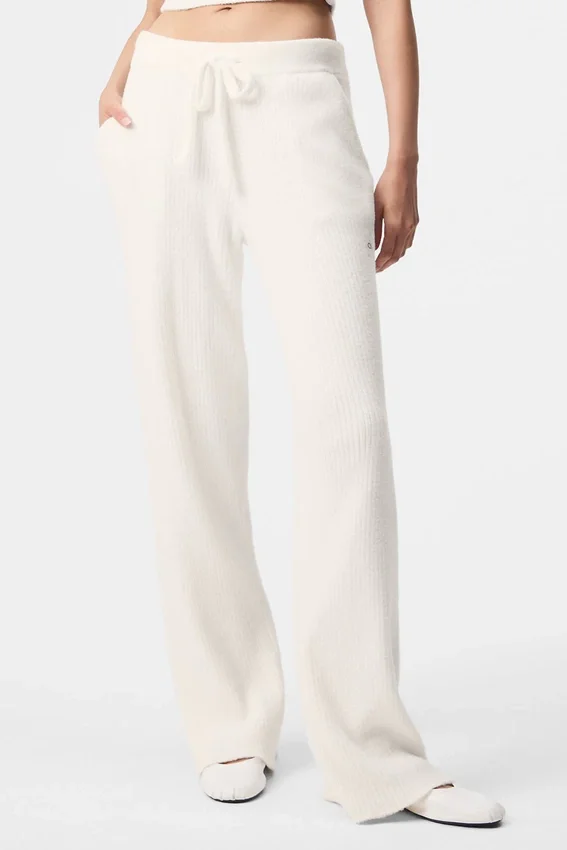 Pantaloni High-Waist e gamba larga Snuggle up Maglione - Avorio