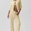 Pantaloni High-Waist e gamba larga Snuggle Up Maglione - Giallo candela