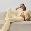 Pantaloni High-Waist e gamba larga Snuggle Up Maglione - Giallo candela