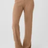 Pantaloni High-Waist in cashmere con trama a nido d'ape - Mandorla tostata