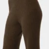 Pantaloni High-Waist in cashmere con trama a nido d'ape morbida - Espresso