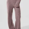 Pantaloni High-Waist in cashmere con trama a nido d'ape morbida - Grigio fungo melange