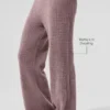 Pantaloni High-Waist in cashmere con trama a nido d'ape morbida - Grigio fungo melange