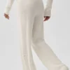Pantaloni High-Waist in lana e cashmere a gamba larga - Avorio