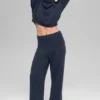 Pantaloni High-Waist in lana e cashmere a gamba larga - Blu navy