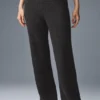 Pantaloni High-Waist in morbido cashmere a trama a nido d’ape - Grigio scuro melange