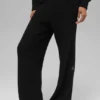 Pantaloni High-Waist in morbido cashmere a trama a nido d’ape - Nero