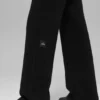 Pantaloni High-Waist in morbido cashmere a trama a nido d’ape - Nero