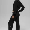 Pantaloni High-Waist in morbido cashmere a trama a nido d’ape - Nero