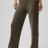 Pantaloni High-Waist New Class a gamba larga in misto lana e cashmere - Olive Tree