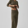 Pantaloni High-Waist New Class a gamba larga in misto lana e cashmere - Olive Tree