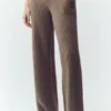 Pantaloni High-Waist Northstar in cashmere a gamba dritta - Alpine Cocoa Heather
