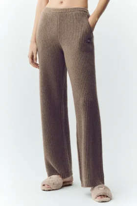 Pantaloni High-Waist Northstar in cashmere a gamba dritta - Alpine Cocoa Heather