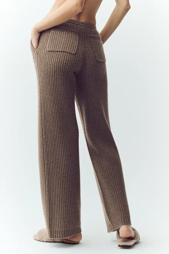 Pantaloni High-Waist Northstar in cashmere a gamba dritta - Alpine Cocoa Heather