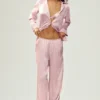 Pantaloni in seta lucente (lunghi) - Rosa champagne