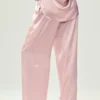 Pantaloni in seta lucente (lunghi) - Rosa champagne