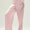 Pantaloni in seta lucente (lunghi) - Rosa champagne