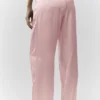 Pantaloni in seta lucida (vestibilità regolare) - Rosa champagne