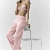 Pantaloni in seta lucida (vestibilità regolare) - Rosa champagne