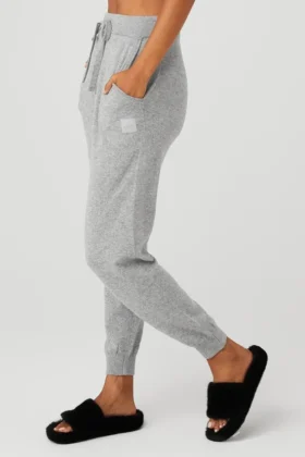 Pantaloni Jet Set in cashmere High-Waist – Grigio tortora melange