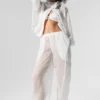 Pantaloni jogger a gamba larga Sheer Game Time - Bianco