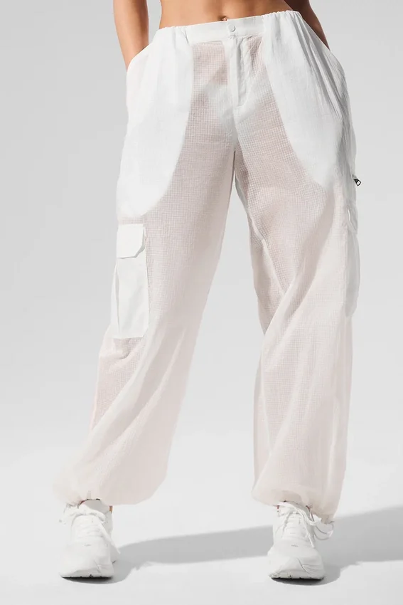 Pantaloni jogger a gamba larga Sheer Game Time - Bianco