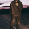 Pantaloni jogger in pelle scamosciata Edition - Espresso