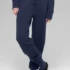 Pantaloni jogger New Class High-Waist in lana e cashmere - Blu navy